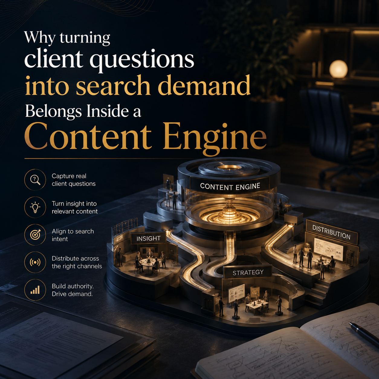 Why turning client questions into search demand Belongs Inside a Content Engine